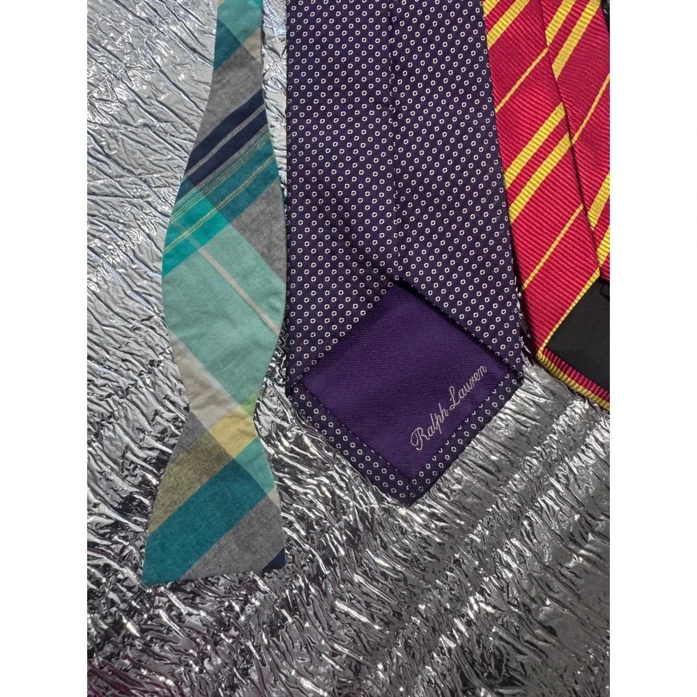 Lot of 4 Mens Ties Ralph Lauren Brooks Brothers 346 Original Penguin Silk Plaid